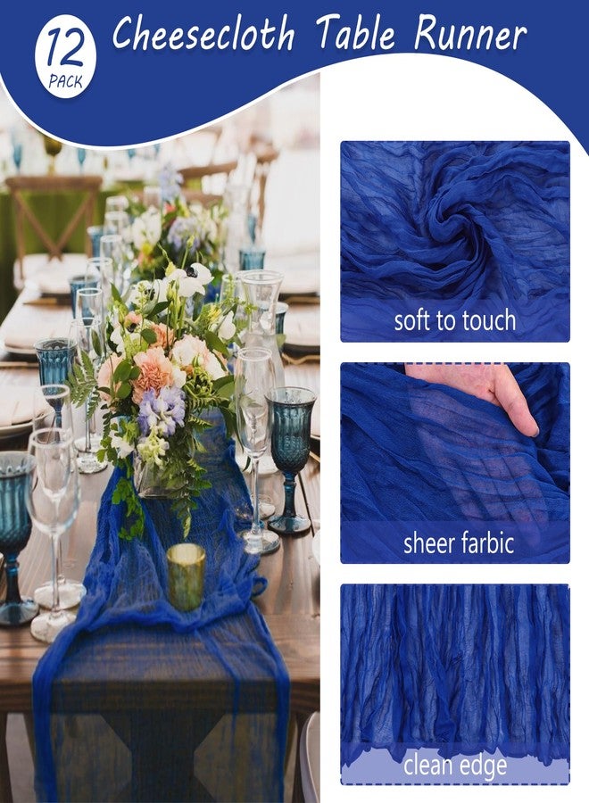 Fivenl 12 Pack 10Ft Cheesecloth Table Runner 35x120 Inch Boho Gauze Table Runner Rustic Cheese Cloth Long Table Runner Romantic Table Runner for Wedding Bridal Shower Birthday Party Table Decor (Royal Blue) - Image 4