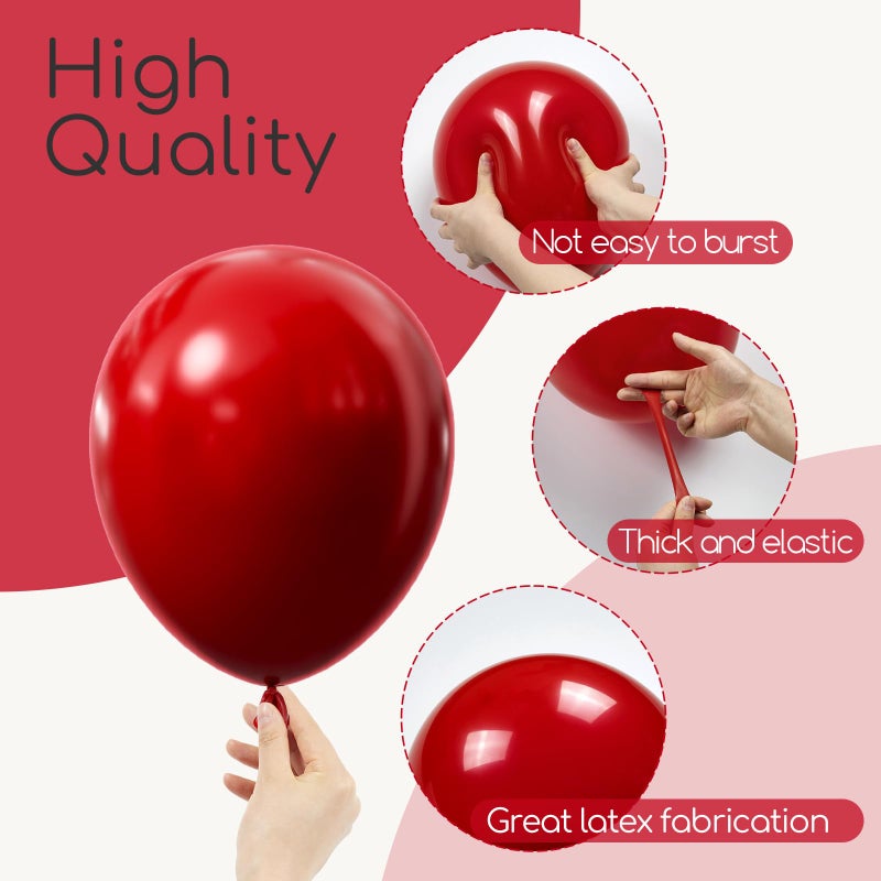 awenztech 122pcs Dark Red Balloons Different Sizes, 18 12 10 5 inch Dark Red Balloon Arch Kit for Wedding Bridal Shower Birthday Party Decorations - Image 3