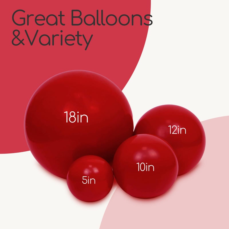 awenztech 122pcs Dark Red Balloons Different Sizes, 18 12 10 5 inch Dark Red Balloon Arch Kit for Wedding Bridal Shower Birthday Party Decorations - Image 4