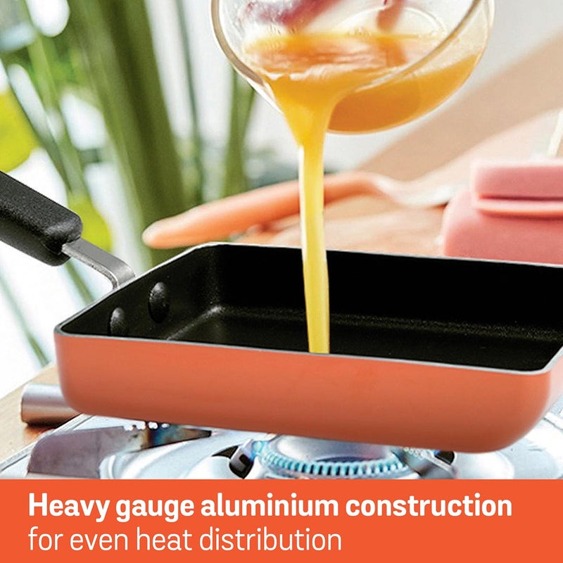 MEYER Meyer Non Stick Aluminium Tamagoyaki Pan | Egg Pan | Omelette Pan | Nonstick Frying Pan | Small pan for Omelette | Nonstick Cookware | Small Fry pan for Cooking, 18cm, Orange  - Image 4
