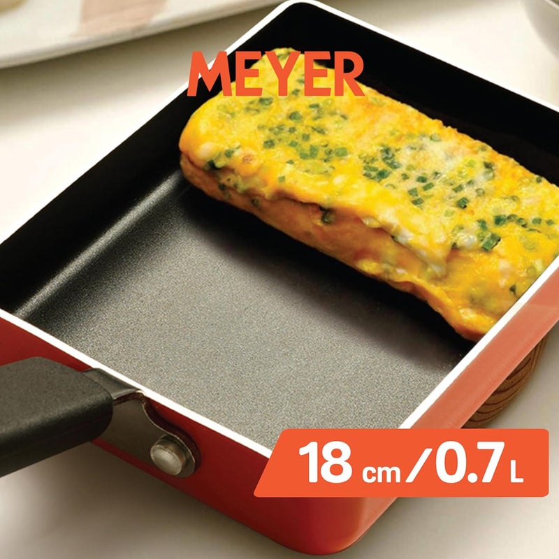 MEYER Meyer Non Stick Aluminium Tamagoyaki Pan | Egg Pan | Omelette Pan | Nonstick Frying Pan | Small pan for Omelette | Nonstick Cookware | Small Fry pan for Cooking, 18cm, Orange  - Image 2