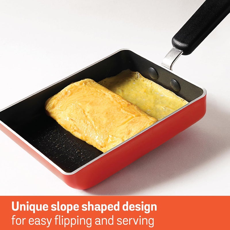 MEYER Meyer Non Stick Aluminium Tamagoyaki Pan | Egg Pan | Omelette Pan | Nonstick Frying Pan | Small pan for Omelette | Nonstick Cookware | Small Fry pan for Cooking, 18cm, Orange  - Image 5