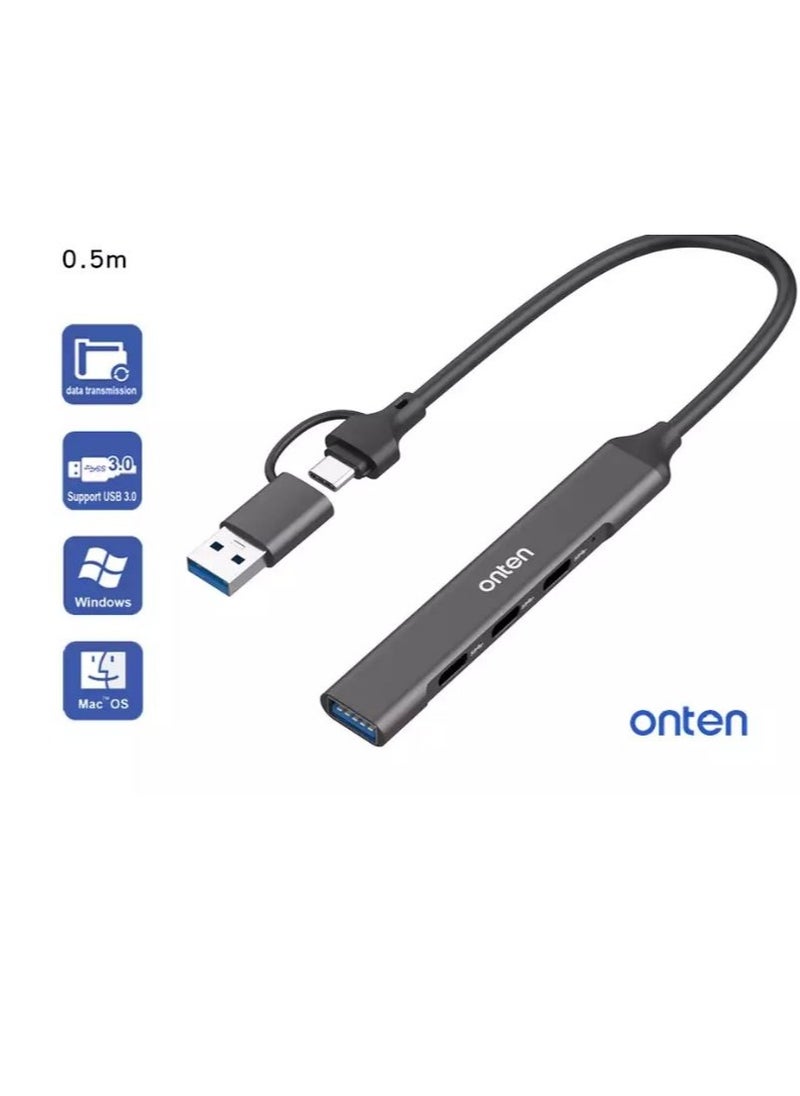 أونتن موزع ذكي 4 في 2 من أونتن otn-uca9703s  بمنفذ يو إس بي من النوع سي  و3 منافذ يوإس بي 3.0 -  يدعم OTG  - Image 2
