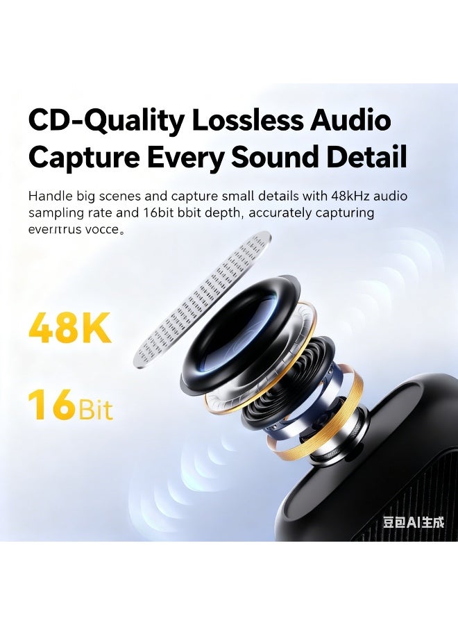 Lossless Audio Lapel Microphone - Noise Cancelling, Professional for Interviews & Outdoor Use - Image 2