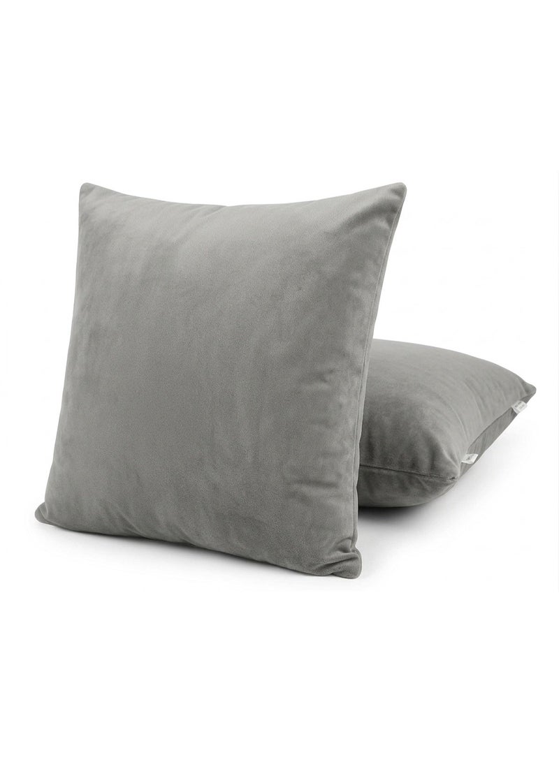 Set of 2, Velvet Soft Decorative Square Throw Pillow Cover Cushion Covers Pillow case, Home Decor Decorations for Sofa Couch Bed Chair 16x16 Inch/40x40 cm (Grey) - Image 2