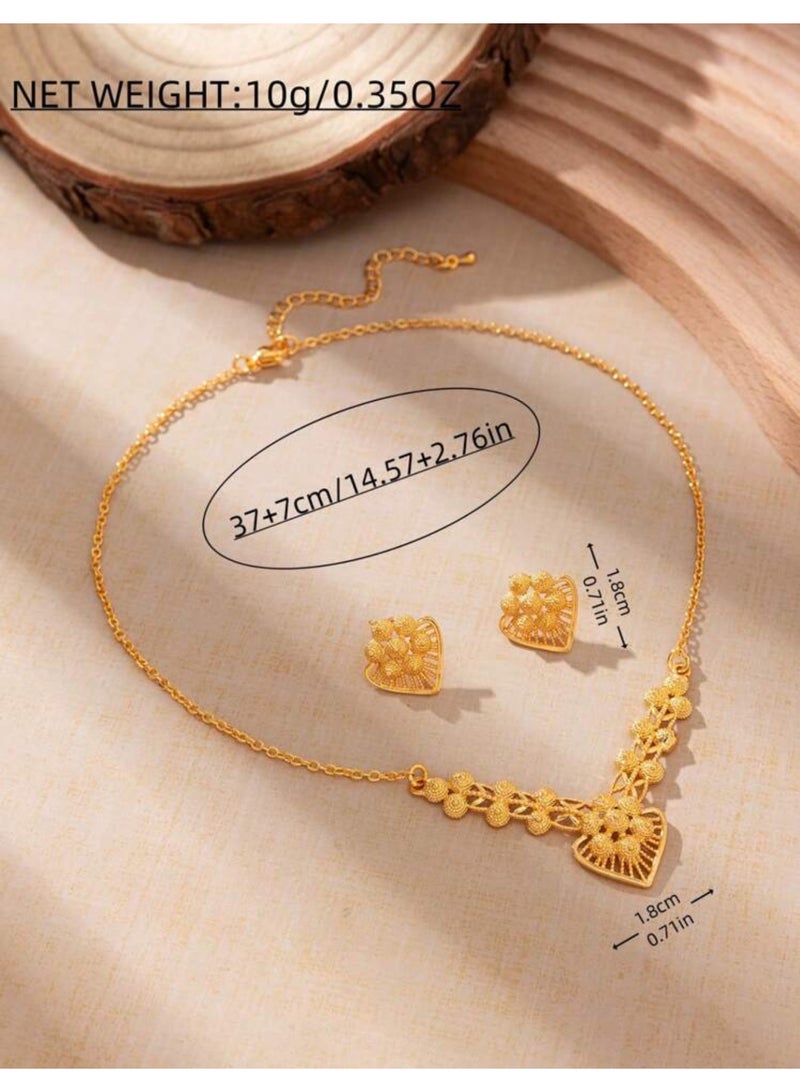 غولدماكس طقم نسائي شبيه بالذهب مكون من سلسال وحلق اذن مطلي عيار 21 - Image 4