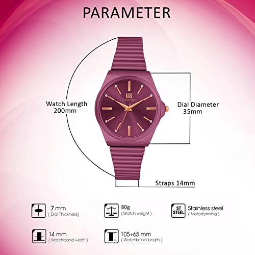 IIK COLLECTION Watch for Women Round Studded Dial Girls Watches |Analogue Quartz Movement Ladies Watch Long Battery Life Stainless Steel Chain Strap Double Lock Clasp Safety Watch for Girls. - Image 4