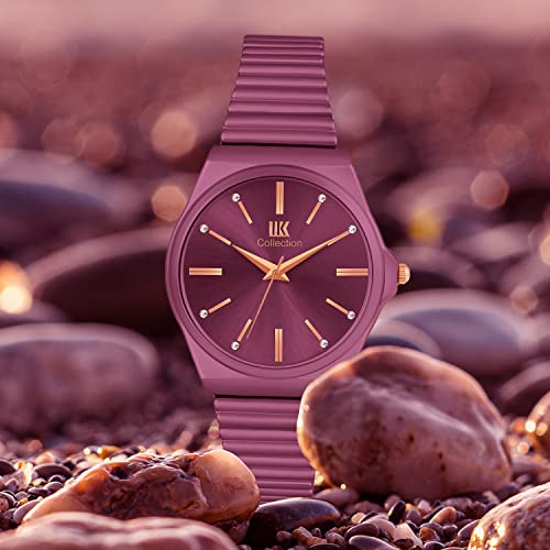 IIK COLLECTION Watch for Women Round Studded Dial Girls Watches |Analogue Quartz Movement Ladies Watch Long Battery Life Stainless Steel Chain Strap Double Lock Clasp Safety Watch for Girls. - Image 2
