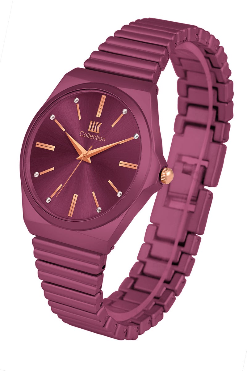 IIK COLLECTION Watch for Women Round Studded Dial Girls Watches |Analogue Quartz Movement Ladies Watch Long Battery Life Stainless Steel Chain Strap Double Lock Clasp Safety Watch for Girls. - Image 5