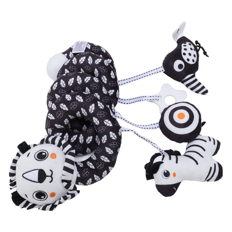 Black and White Lion Spiral Carseat Stroller Activity Toy Spiral Plush Hanging Toy for Baby Crib - Image 5