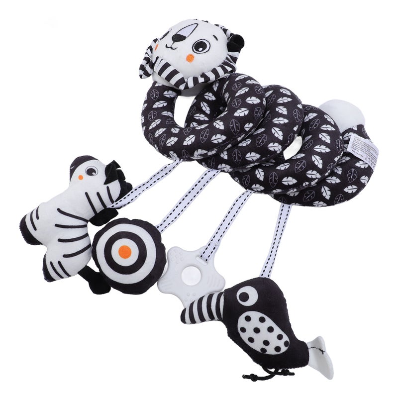 Black and White Lion Spiral Carseat Stroller Activity Toy Spiral Plush Hanging Toy for Baby Crib - Image 3