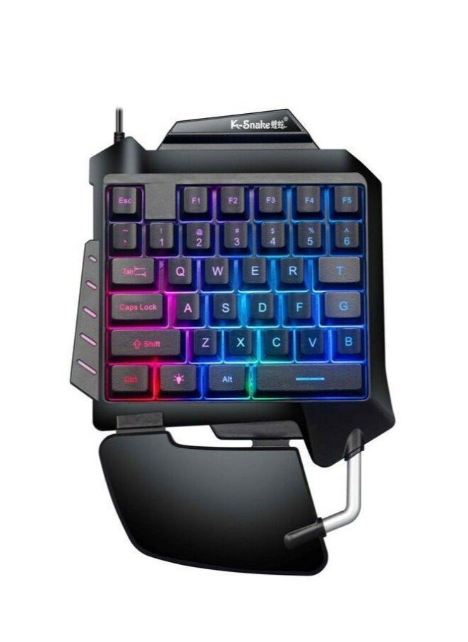 K-Snake G92 لوحة مفاتيح غشائية للألعاب بيد واحدة، لوحة مفاتيح مريحة لأجهزة الكمبيوتر المحمول والكمبيوتر المكتبي  - Image 1
