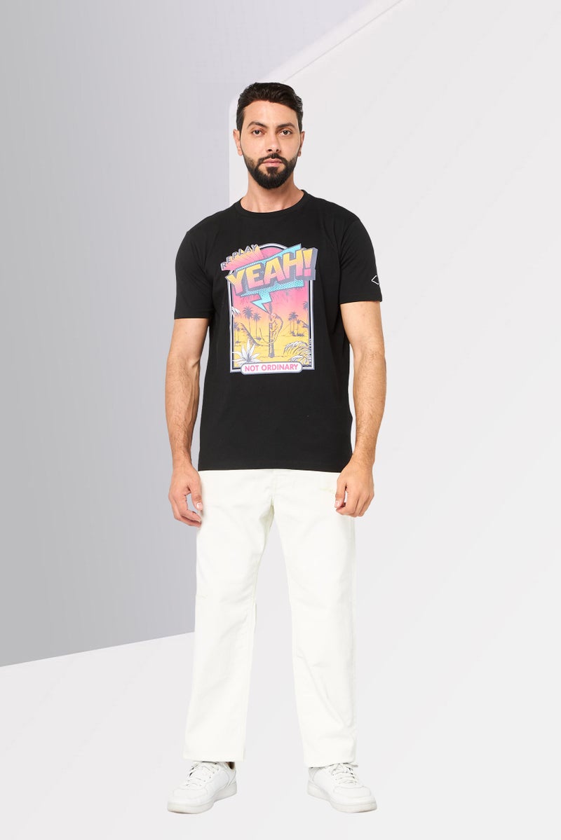 Replay Men Crew Neck Short Sleeve Graphic Print T-Shirt, Black - Image 2