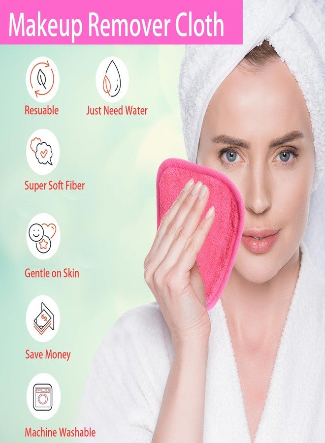 BloomSesame Makeup Remover Cloths for Face, Eye, Lips - Reusable Makeup Remover Pads Soft Microfiber Facial Cleansing Cloths 5 x 5 inch 12 Pack (Dark Pink - Image 2