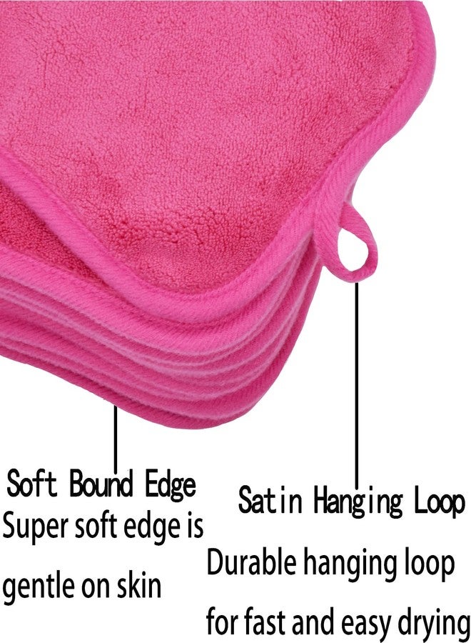 BloomSesame Makeup Remover Cloths for Face, Eye, Lips - Reusable Makeup Remover Pads Soft Microfiber Facial Cleansing Cloths 5 x 5 inch 12 Pack (Dark Pink - Image 4