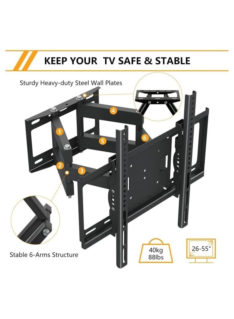 TV Stand/Television Stands for 26 75 Inch TV Wall Mount TV Stand with Rugged Double Arm Bracket Standard Load-bearing 26"-55" Maximum size 75 inch - Image 2