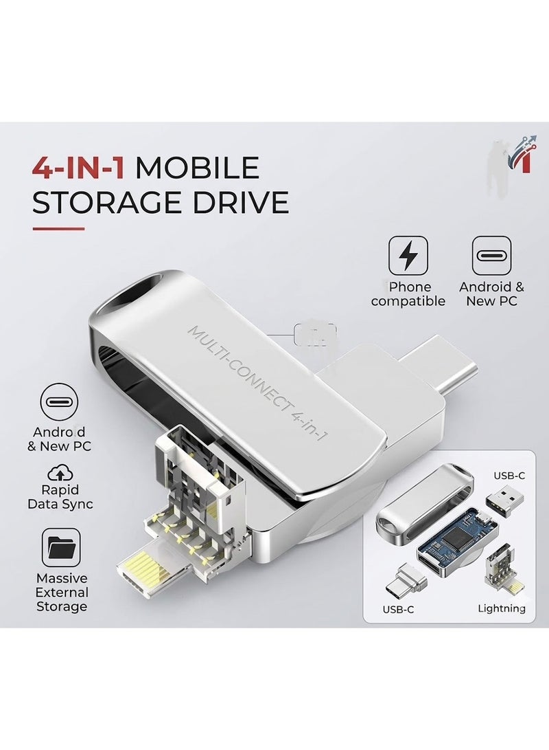 Premium 2TB 4-in-1 Metal USB Drive – Multi-Interface Storage Solution - Image 3