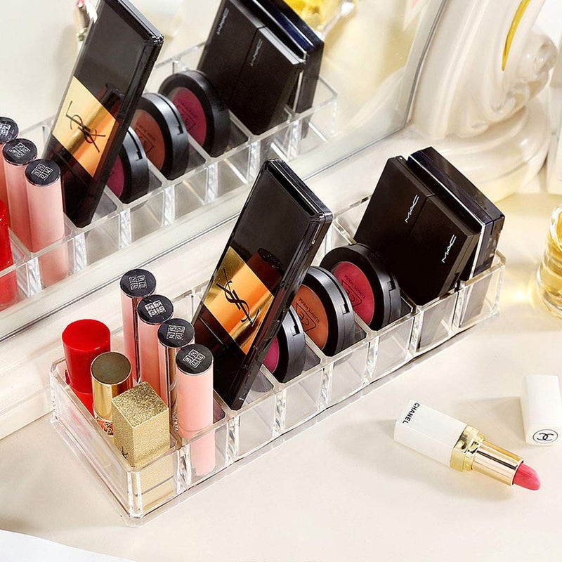 Weiai Clear Acrylic Compact Organizer, Blushes Highlighters Eyeshadow Powder Makeup Organizer Holder for Vanity, 8 Slots - Image 5