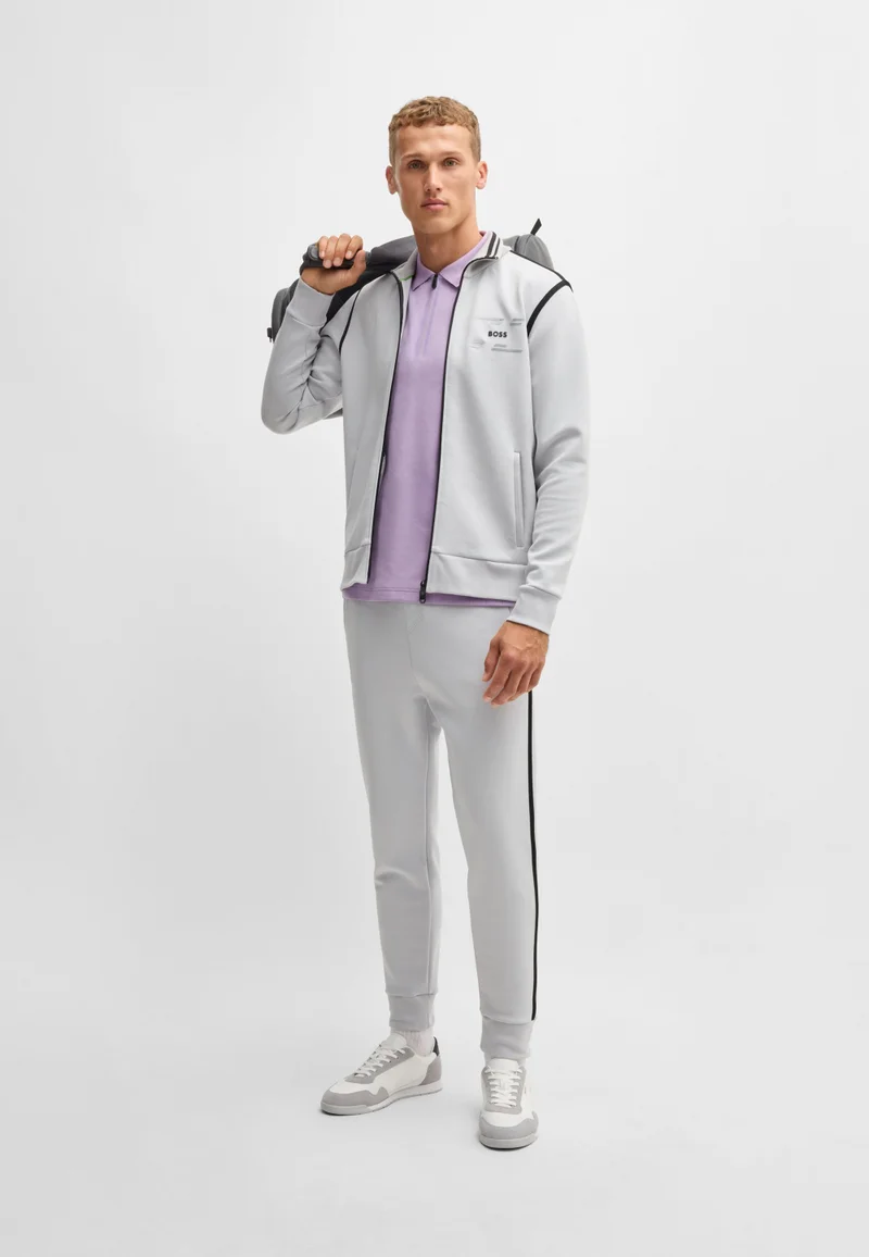 BOSS Cotton-blend tracksuit bottoms with tape and logo