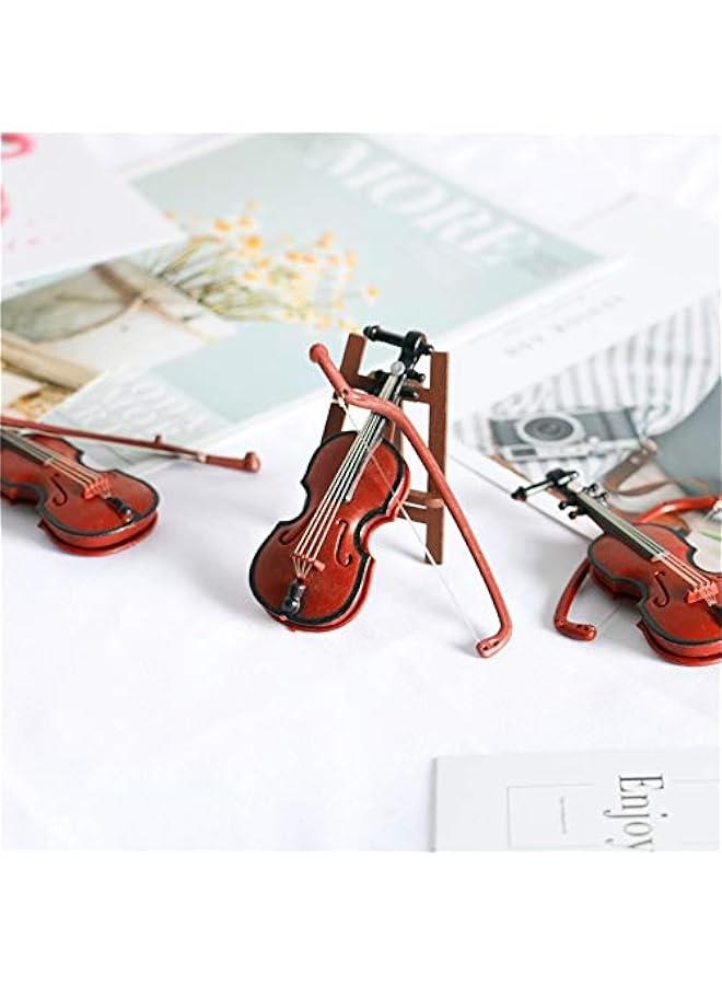 Generic Brown Miniature Violin with Stand, Bow and Case  Mini Musical Instrument for Dollhouse Decoration and Collectors Home Decoration Acoustic Violins, Orchestral Strings  - Image 4
