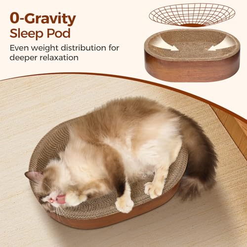 ComSaf Cat Scratcher Bed Durable Cat Scratching Board Oval Cat Scratch Pad Corrugated Cardboard Cat Scratcher Bed for Indoor Cats to Lounge Protecting Furniture Bowl Shape - Image 3