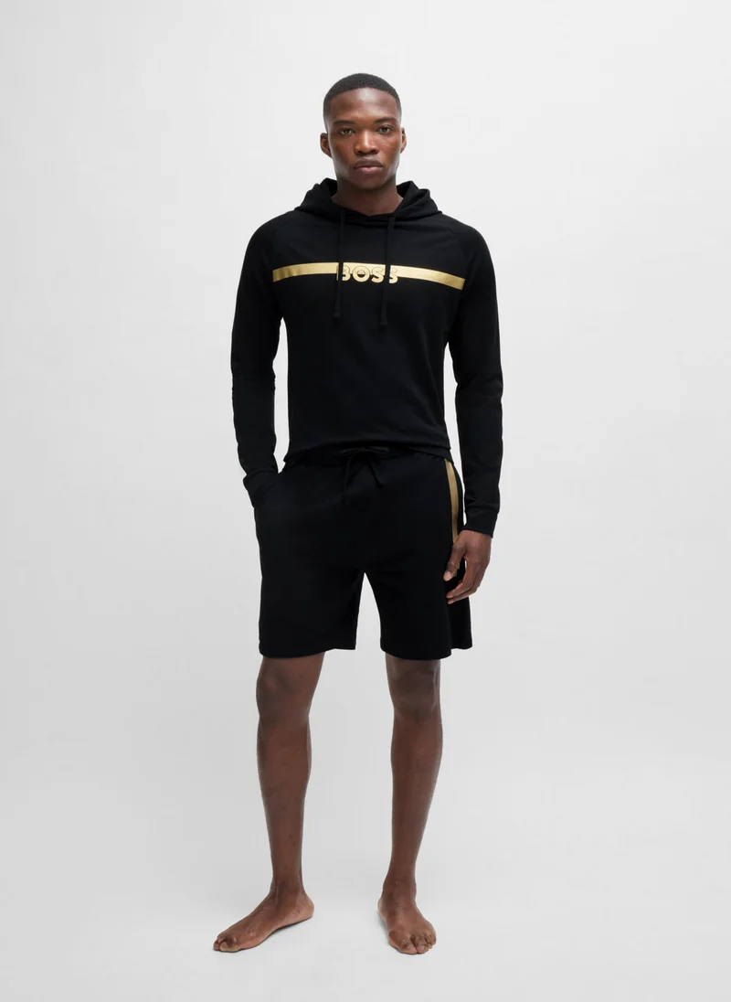 بوس Cotton-terry regular-fit hoodie with foil-print logo