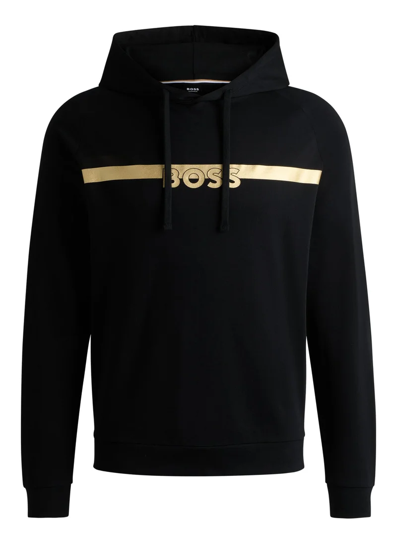 بوس Cotton-terry regular-fit hoodie with foil-print logo