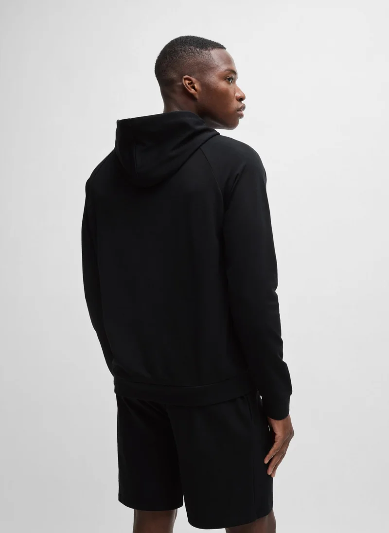 بوس Cotton-terry regular-fit hoodie with foil-print logo