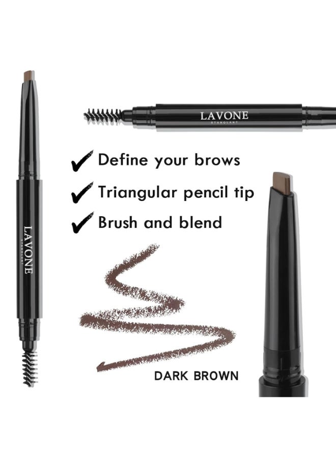 LAVONE Eyebrow Stamp Pencil Kit Trio Makeup Brow Stamp Kit with Waterproof Eyebrow Pencil Eyeliner Pomade Dualended Brush Ash Brown - Image 4