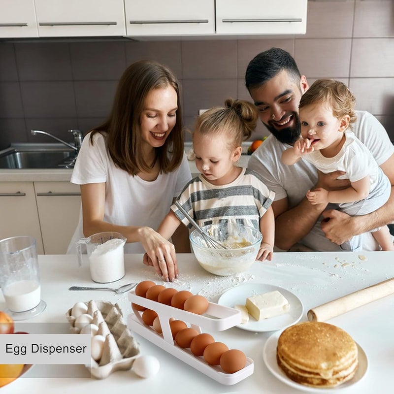 Egg Holder for Refrigerator - Automatic Egg Rolling Storage Box 2 Layers Detachable Space Saving Tray - Image 2