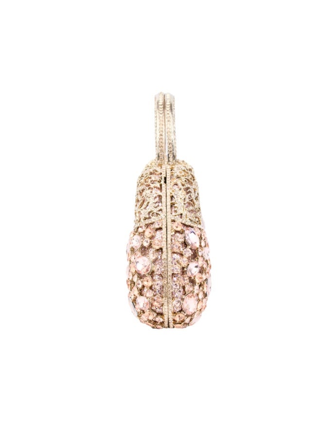 Dollar's Crystal Clutch Purse for Women CP65, Metal Rhinestone Handheld Bag, Luxury Party Wedding Bridal Evening Handbag, Sparkling Formal Occasion Mini Clutch Bag (Rose) - Image 3