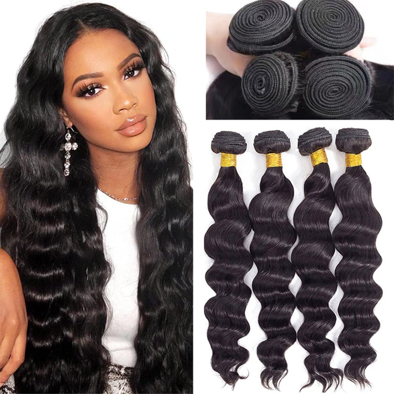 12A Brazilian Loose Wave 4 Bundles Human Hair 20 22 24 26 100 Unprocessed Virgin Brazilian Loose Deep Wave Human Hair Weave Bundles Natural Color