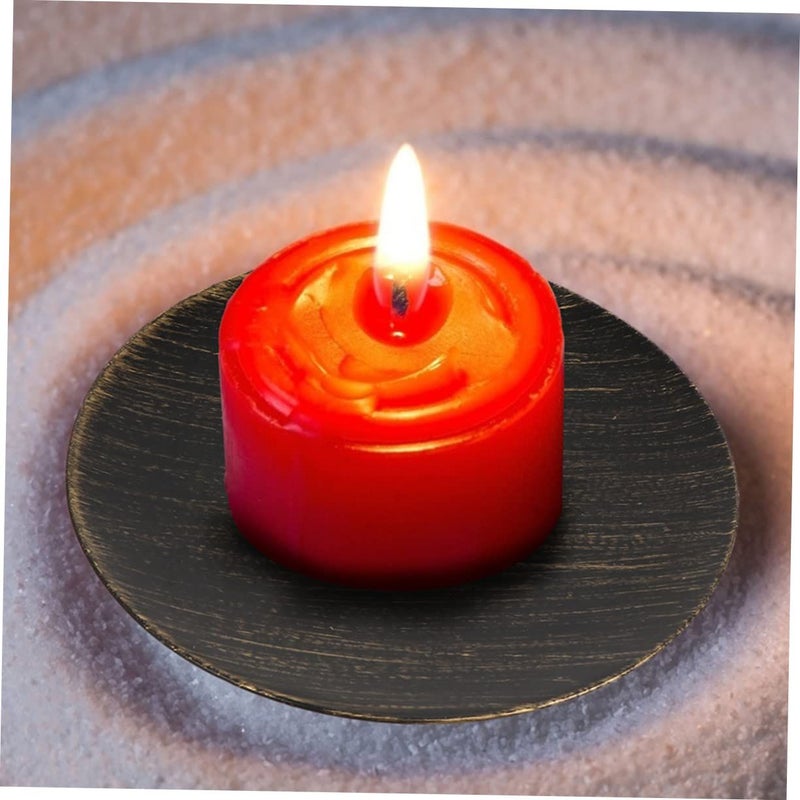 4 Pcs Gold Brush Finish Candle Holders Metal Candle Plates Elegant Centerpiece for Wedding Home Decor - Image 3