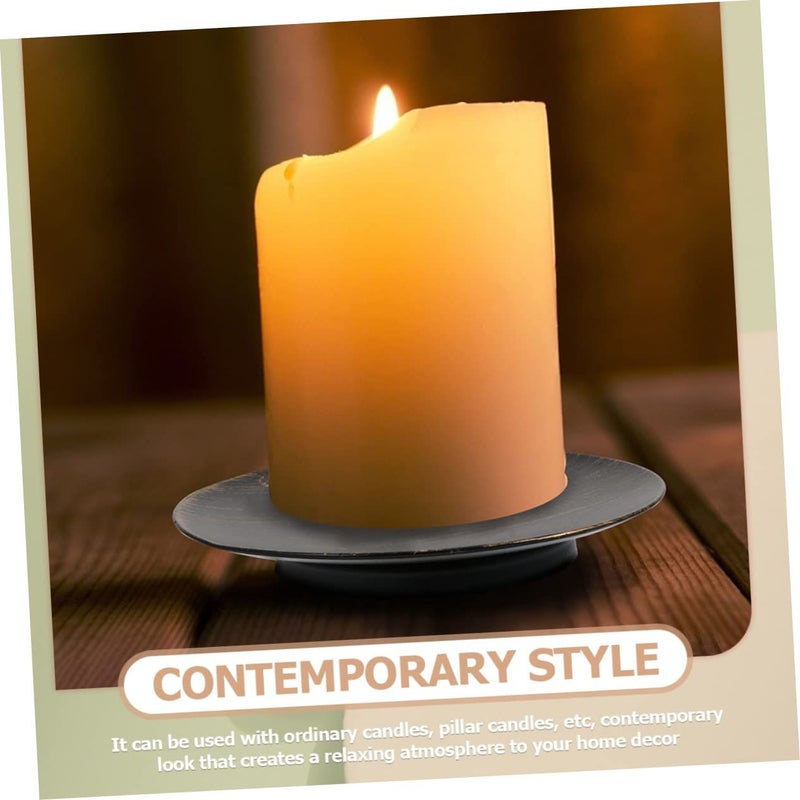 4 Pcs Gold Brush Finish Candle Holders Metal Candle Plates Elegant Centerpiece for Wedding Home Decor - Image 4