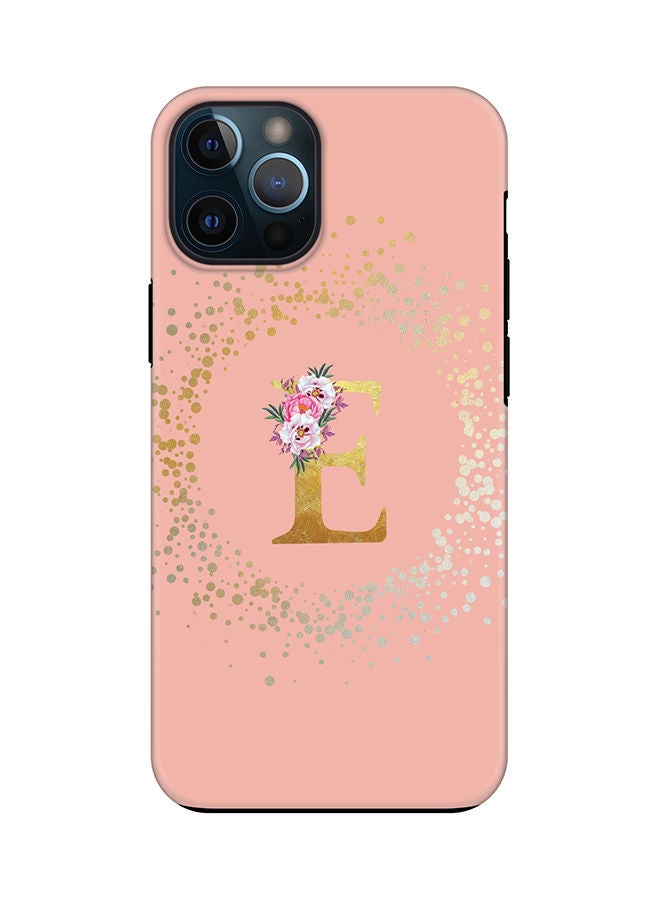 Stylizedd Monogram Tough Cover for Apple iPhone 12 Pro Case Custom Initials Letter Floral Pattern Tough Pro Dual Layer hybrid PC inner TPU protection Alphabet- E (Rose Pink) - Image 1