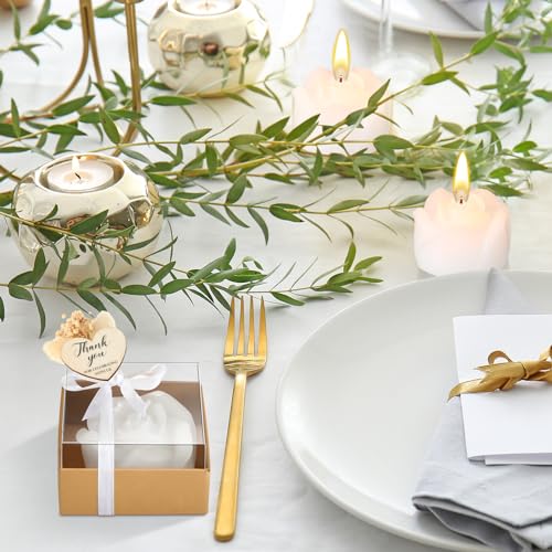 Threlaco 50 Sets Christmas Rose Candles Scented with Dried Flower Holiday Candle Gifts Mini White Rose Petal Gift Set for Christmas Decoration Thanksgiving Bridal Shower Birthday Party Favors - Image 5