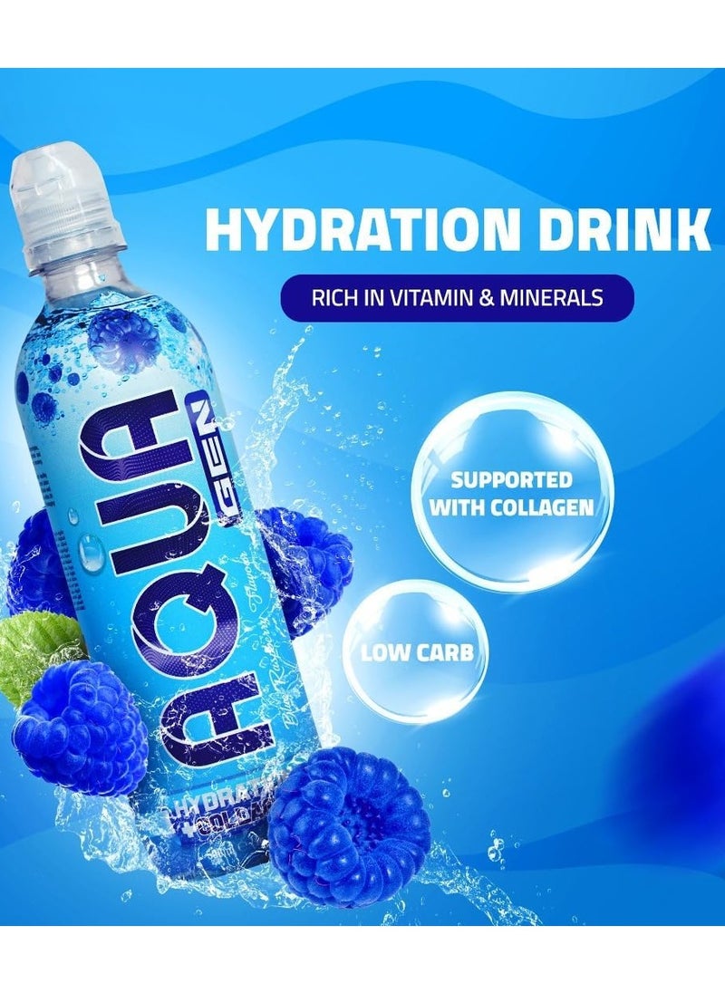 Aqua - Aqua Gen Hydration Collagen Drink - Blue Raspberry - (Pack of 6) - Image 1