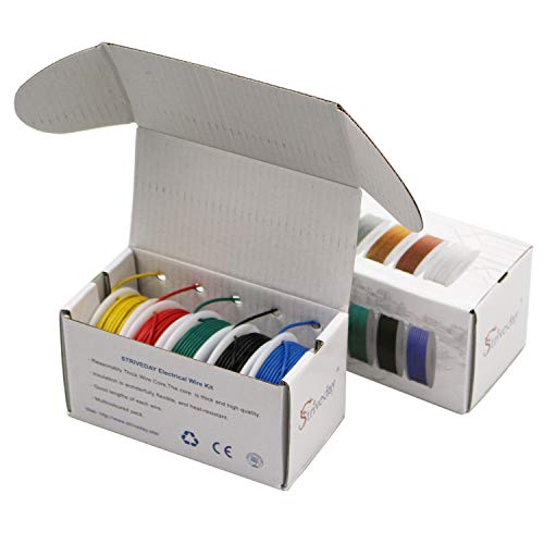 striveday FEP Teflon High Temperature Wire of 24awg with Red Blue Green Yellow Black Colors in Box Each Color 10m Magnet Wire. - Image 3