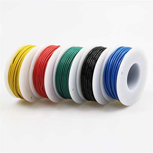striveday FEP Teflon High Temperature Wire of 24awg with Red Blue Green Yellow Black Colors in Box Each Color 10m Magnet Wire. - Image 4