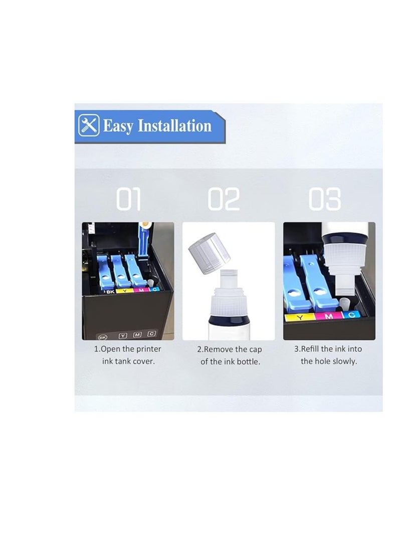 Terabyte 103 لطابعة EPSON EcoTank عبوة 2 بسعة 70 مل/زجاجة باللون الأسود 4500 صفحة/زجاجة لطابعة Epson L1110‎ L3110 L3111 L3150 L3151 L3156 L3160 L5190‎ - Image 5