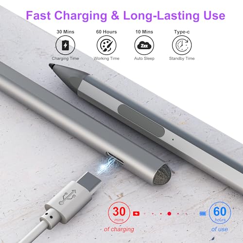 Rytaki Pro Surface Pen - Surface Pro Pen Stylus for Surface Pro 11/9/10/8/X/7/6/5/4/3, USB-C Fast Charge, 4096 Pressure Sensitivity, Palm Rejection Surface Pen for Surface Go 2/3/4/Book/Laptop/Studio - Image 4