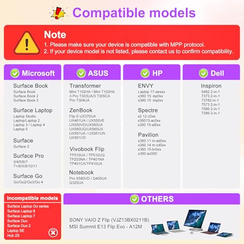 Rytaki Pro Surface Pen - Surface Pro Pen Stylus for Surface Pro 11/9/10/8/X/7/6/5/4/3, USB-C Fast Charge, 4096 Pressure Sensitivity, Palm Rejection Surface Pen for Surface Go 2/3/4/Book/Laptop/Studio - Image 2