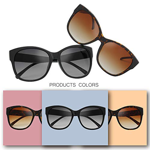 The Fresh Women's Oversized Square Jackie O Cat Eye Hybrid Butterfly Fashion Sunglasses - Exquisite Packaging (7192-Black, Gradient Grey) - Image 5