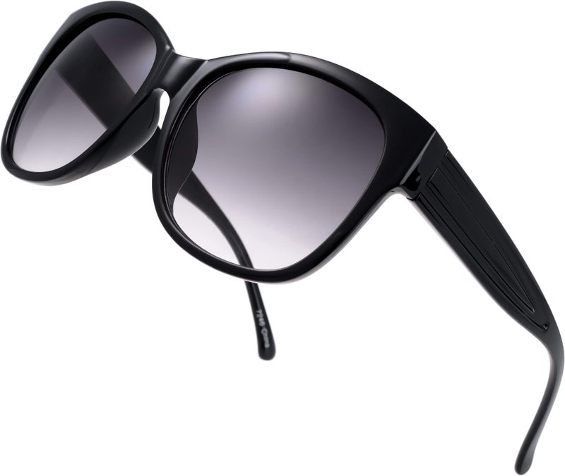 The Fresh Women's Oversized Square Jackie O Cat Eye Hybrid Butterfly Fashion Sunglasses - Exquisite Packaging (7192-Black, Gradient Grey) - Image 1
