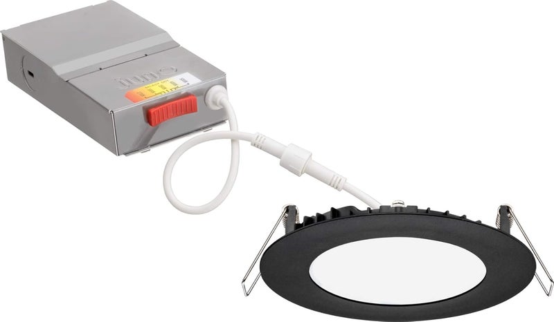 Juno LED Recessed Lights 4 Inch Round Wafer Downlight, 5-in-1 Switchable White Color Temperature, 120 Volts, 4-Inch Ultra-Thin Flat Trim, Matte Black (WF4 SWW5 90CRI MB M6) - Image 1