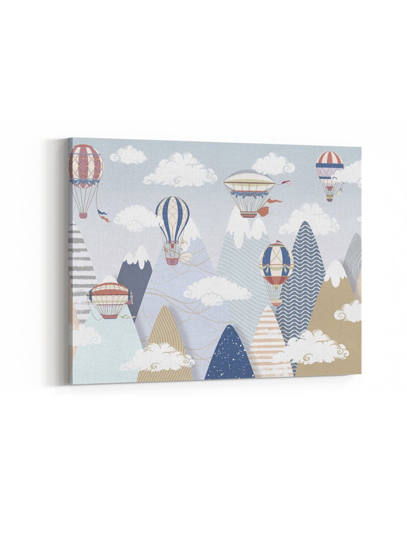 LOWHA Framed Canvas Wall Art Stretched Over Wooden Frame with Mountains With Balloons Painting, For Home, Living Room, Office Decor  - Image 4