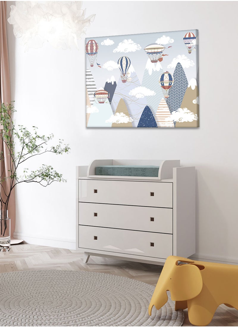LOWHA Framed Canvas Wall Art Stretched Over Wooden Frame with Mountains With Balloons Painting, For Home, Living Room, Office Decor  - Image 3
