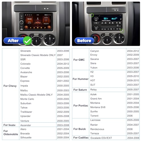 UNITOPSCI 4Core64G Android Car Radio for Chevy Chevrolet Silverado SSR Tahoe 20032006GMC Siera Yukon 20032006Hummer 20032006 Wireless CarPlay Android Auto GPS 7 Touchscreen EQ SWC Backup CamCanbus - Image 3