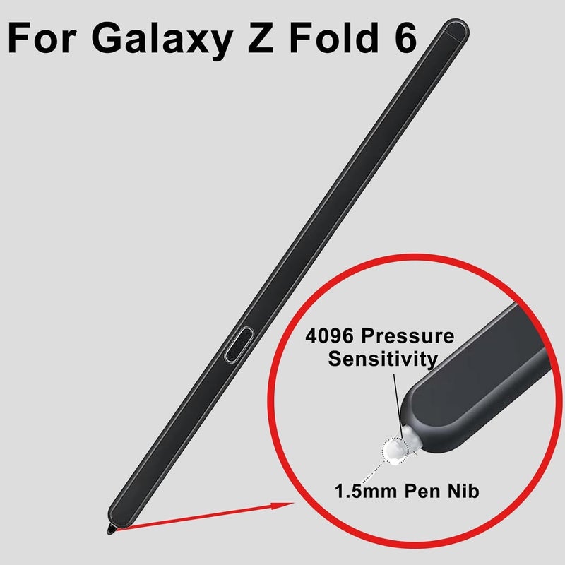 قلم S Pen Fold Edition لجهاز Samsung Galaxy Z Fold 6، قلم ستايلس لجهاز Galaxy Fold 6 مع رؤوس/أطراف بديلة + دبوس بطاقة (أسود) - Image 4