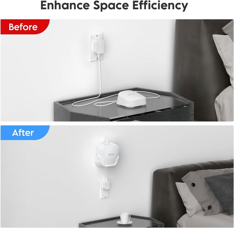 XLTTYWL مجموعة تركيب الحائط ® لموجه شبكة Wi-Fi 7 من eero 7، أبيض، عبوة فردية | مناسبة لموجه eero 7 Wi-Fi 7 وموسع الإشارة، إدارة كابلات مخفية، تصميم موفر للمساحة، تركيب آمن على الحائط - Image 3
